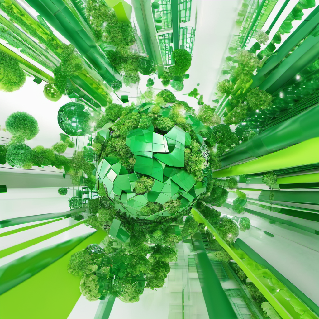 Green AI Ballet Around Circular Economy. A transformative experience where products and services products twirl gracefully through the stages of production, reuse, and recycling, leaving a green footprint on the stage of sustainability.
