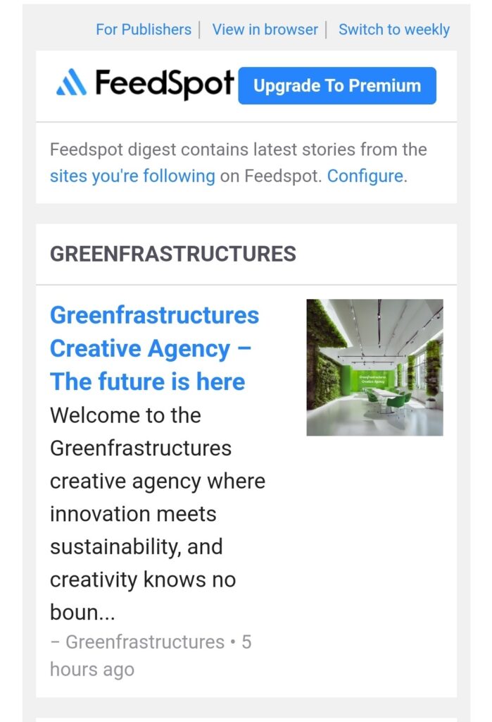 Greenfrastructures Creative Agency was introduced on FeedSpot. 
