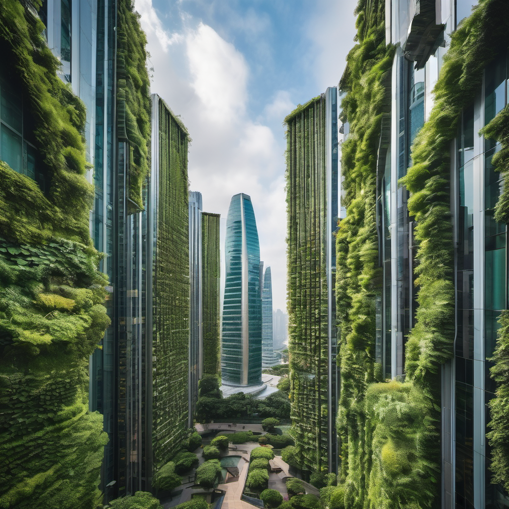 Urban landscapes with green "Verdant Veil Architecture" in the daytime. (Source: own)